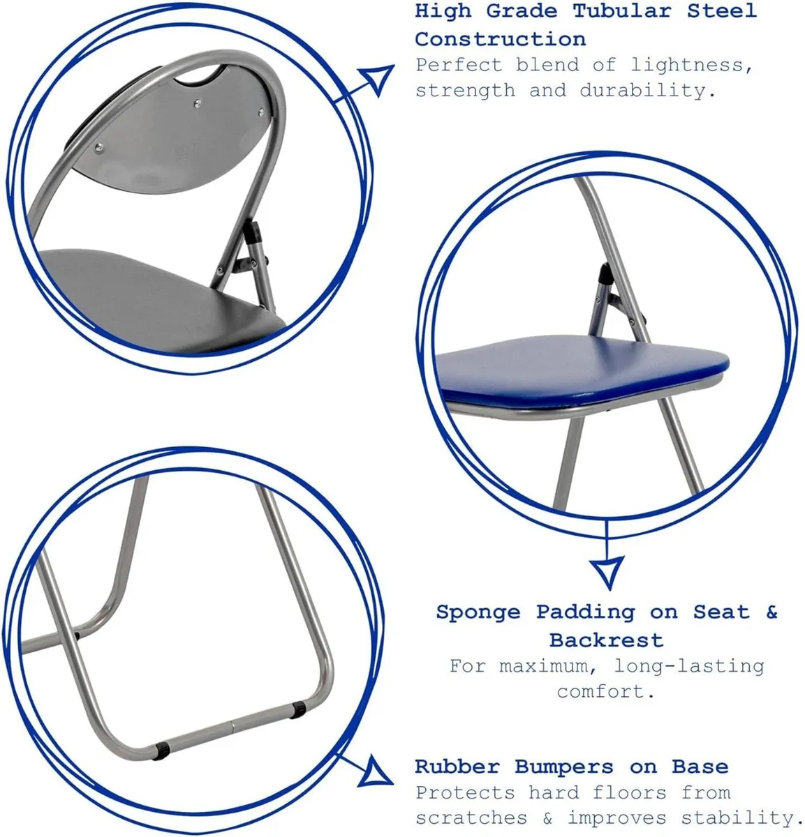 Padded Folding Chair White - 6 Pack Metal Frame - Image 4