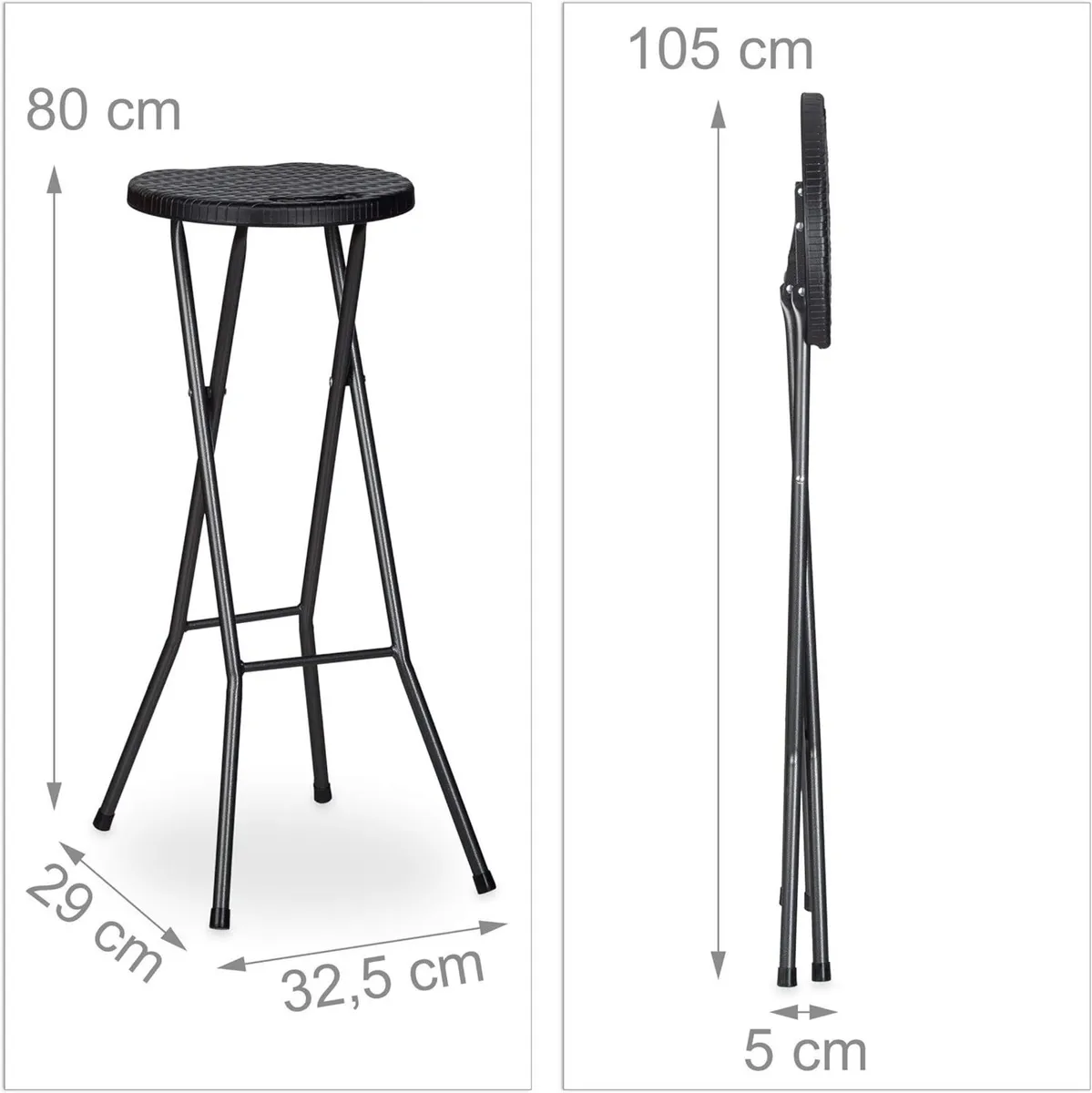 BASTIAN Folding Bar Stools Set of 2 Waterproof 80 - Image 3