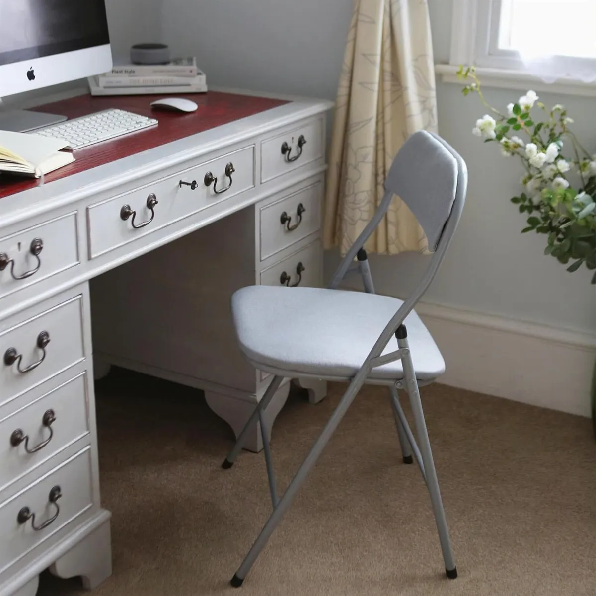 Fabric Padded Folding Chairs - Grey Set of 6 - Image 2