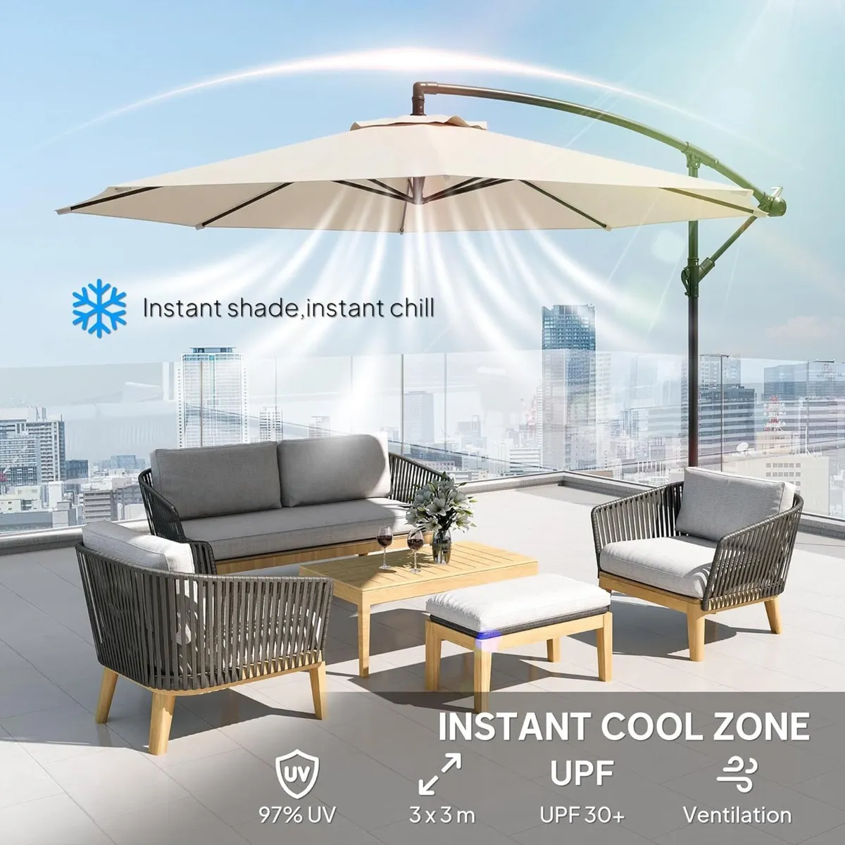 3(m) Garden Banana Parasol Hanging Cantilever - Image 3