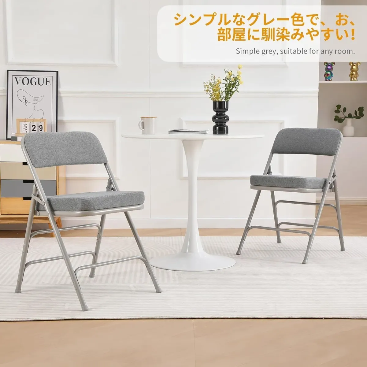 Padded Folding Chair 2 Pack Foldable with Fabic - Image 2