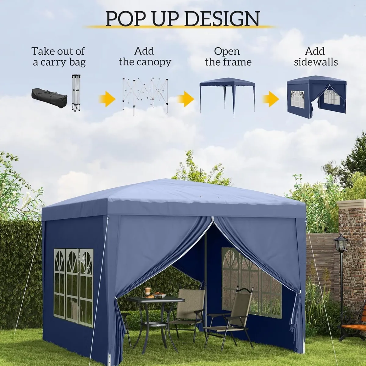 3 x 3(m) Pop Up Gazebo Water and UV Resistant - Image 4