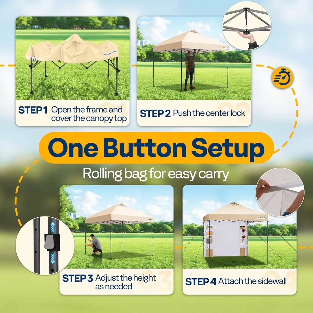 Canopy 3x3m Tent Outdoor Shelter Portable with - Image 3