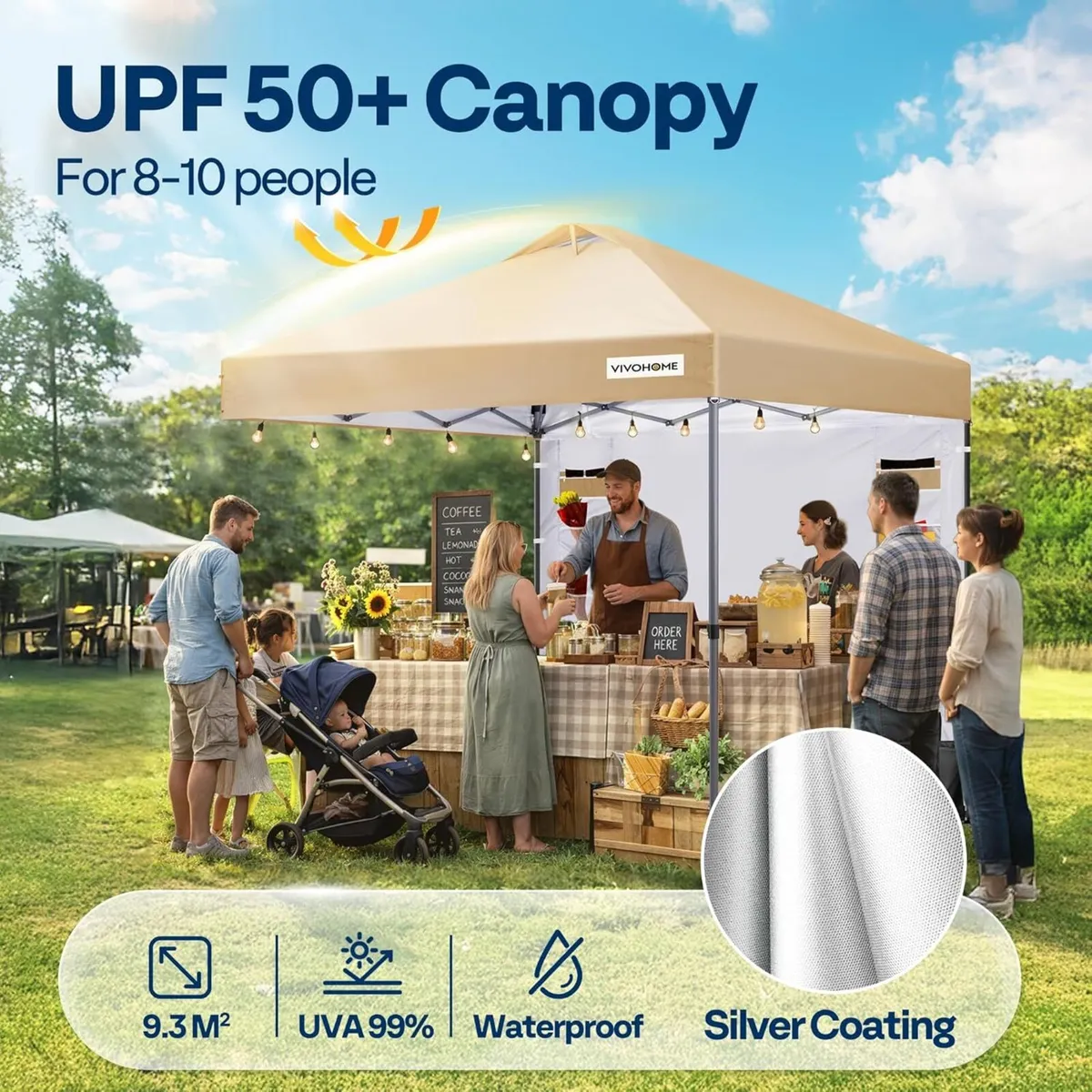 Canopy 3x3m Tent Outdoor Shelter Portable with - Image 4
