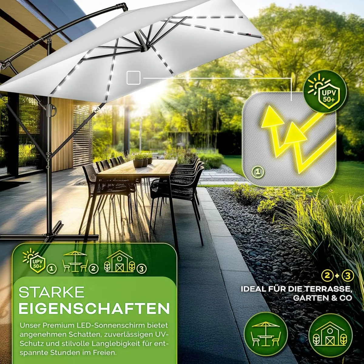 ® Rectangular aluminium parasol diameter 330 cm + - Image 2