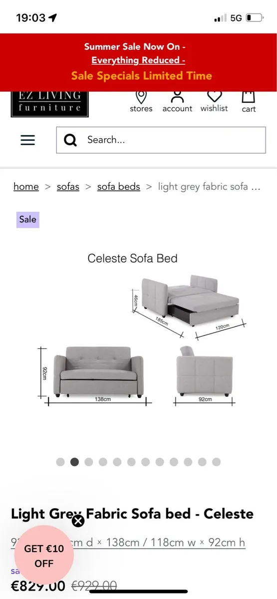 Grey Sofa Bed - Image 3