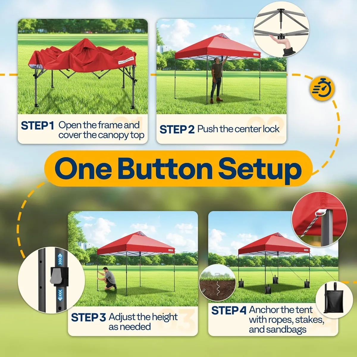 Canopy 3x3m Tent Outdoor Shelter Portable with - Image 2