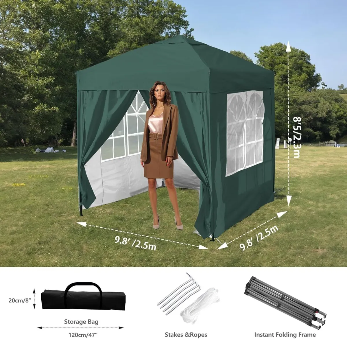 3x3m Pop Up Gazebo with Removable Sidewalls - Image 3