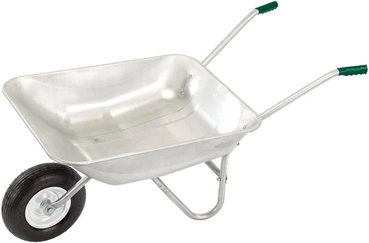 Galvanised Wheelbarrow 65L Green - Image 1