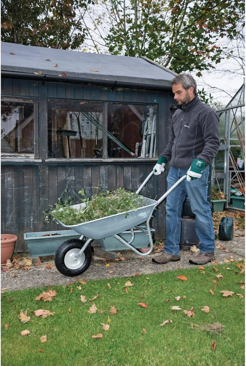 Galvanised Wheelbarrow 65L Green - Image 2
