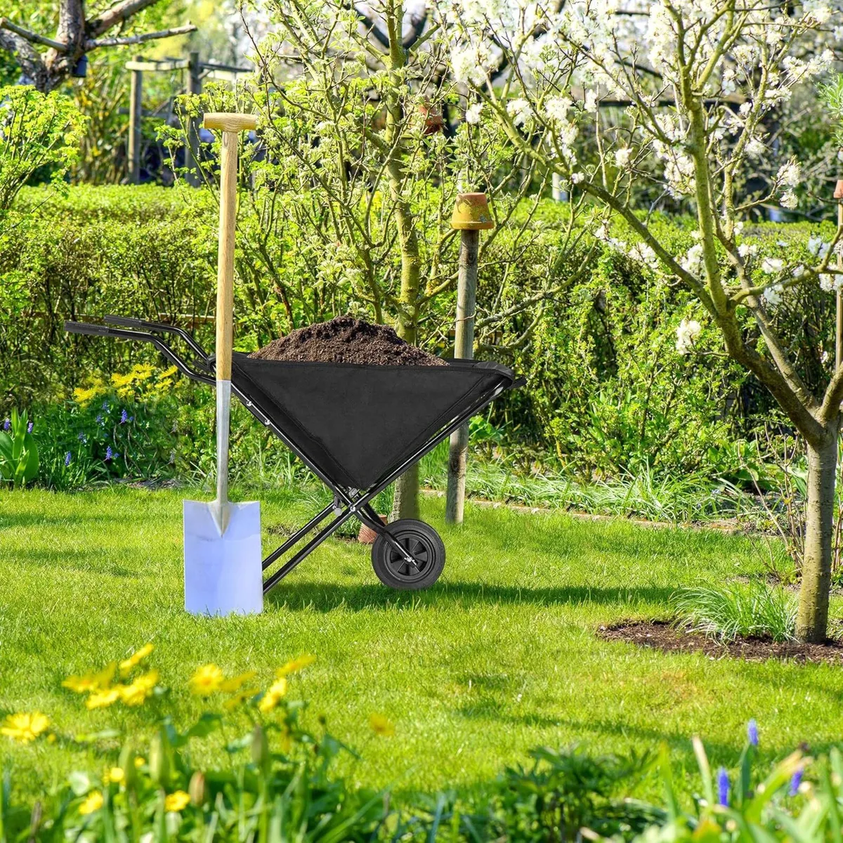 Folding Wheelbarrow with Solid Rubber Tyres Steel - Image 2