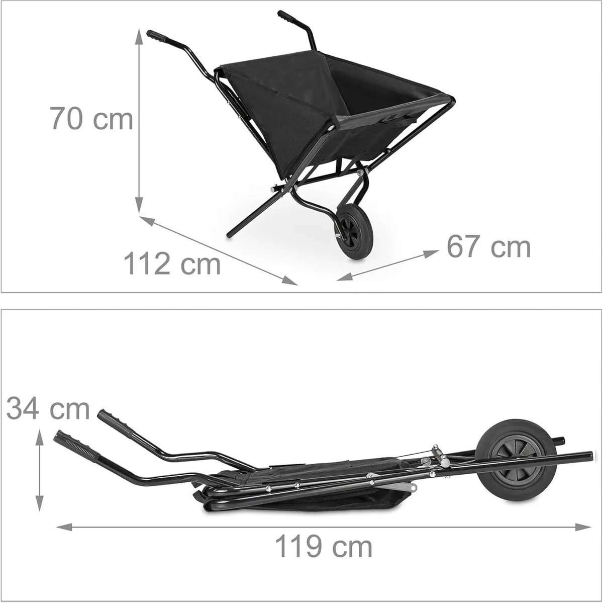 Folding Wheelbarrow with Solid Rubber Tyres Steel - Image 3