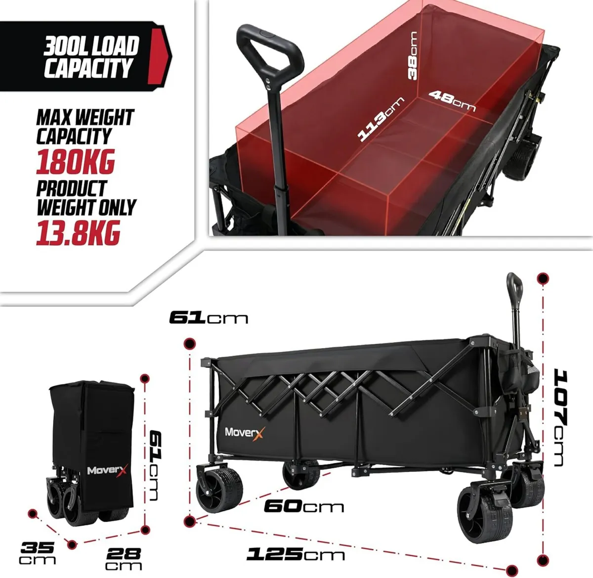 300L Festival Trolley on Wheels Folding Wagon - Image 2