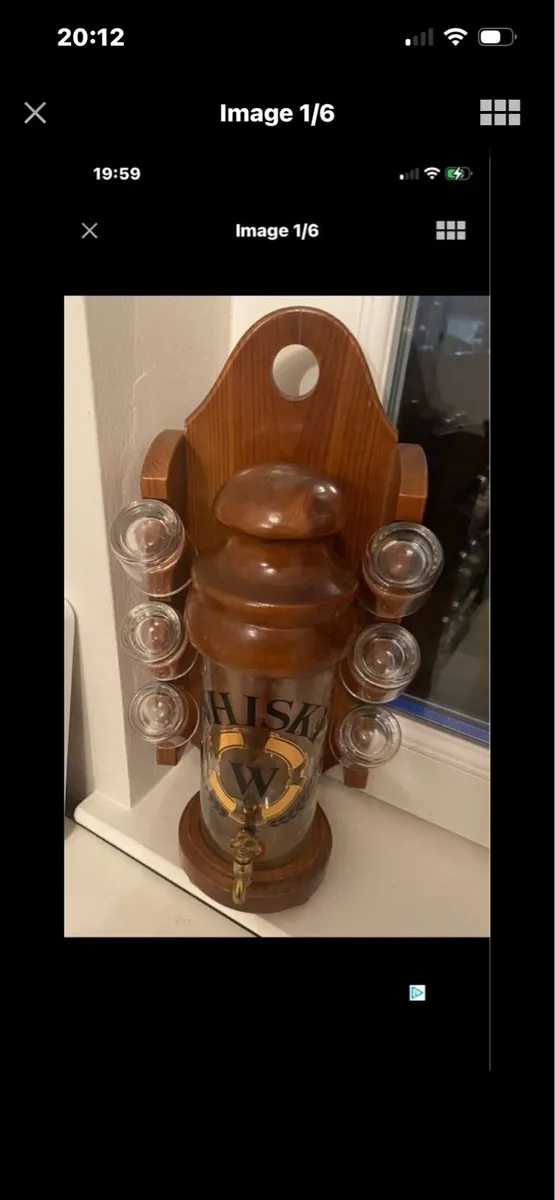 Vintage Timber & Glass Whisky Decanter Set - Image 1