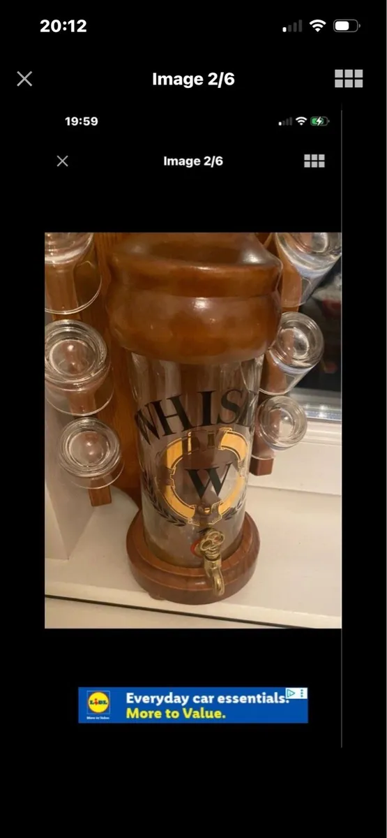 Vintage Timber & Glass Whisky Decanter Set - Image 2