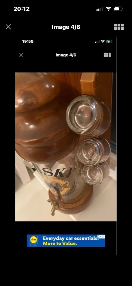 Vintage Timber & Glass Whisky Decanter Set - Image 4