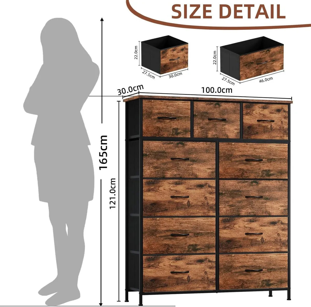 Tall Chest of Drawers for Bedroom with 11 Wide - Image 3