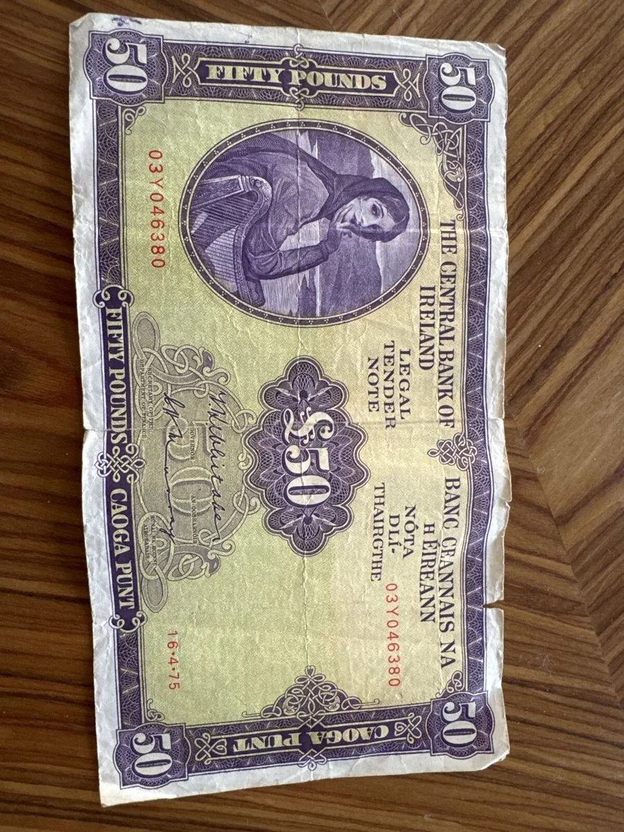Vintage Irish £50 banknote - Image 3