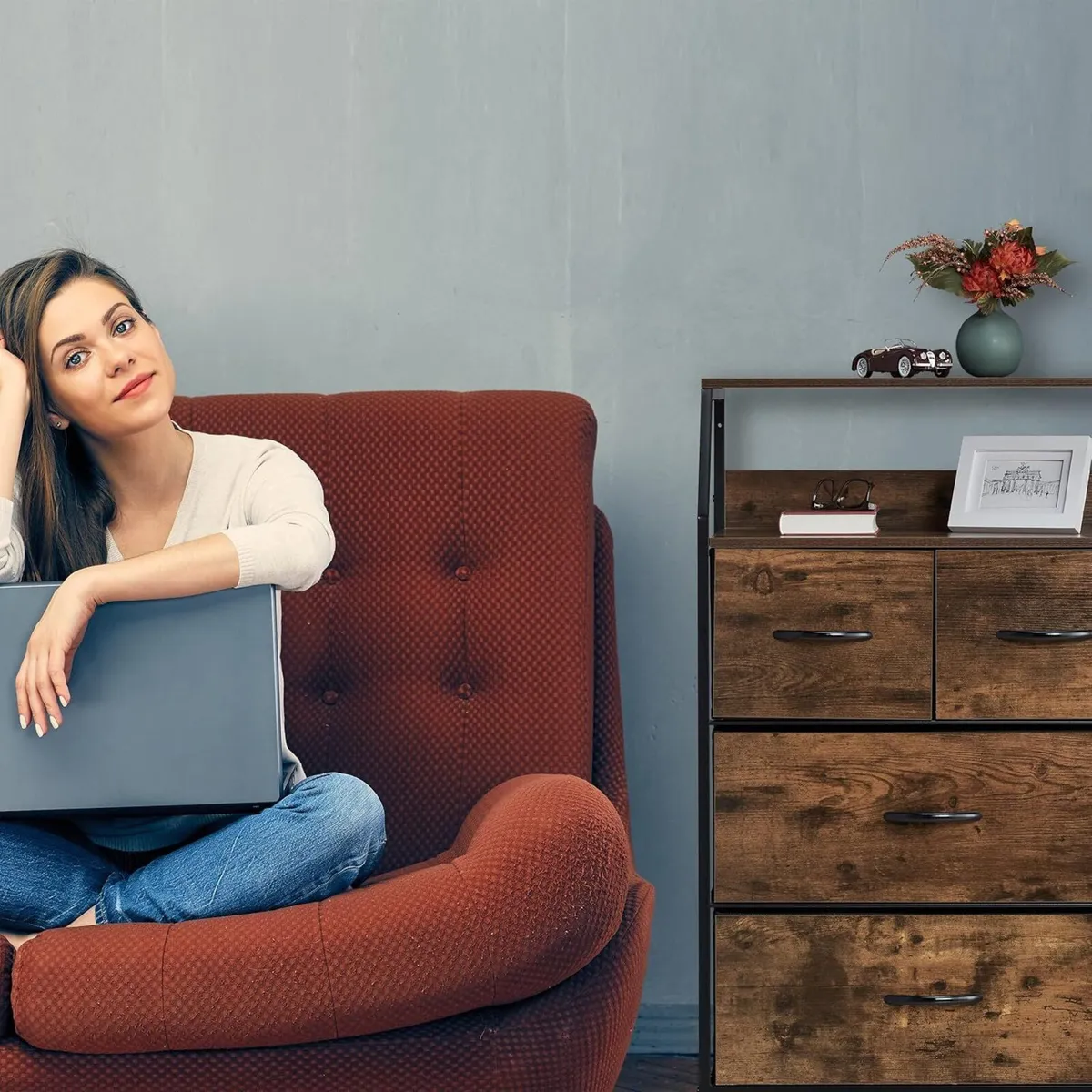 Chest of Drawers 4 H x W D: 96.5 60 41.5 cm - Image 4