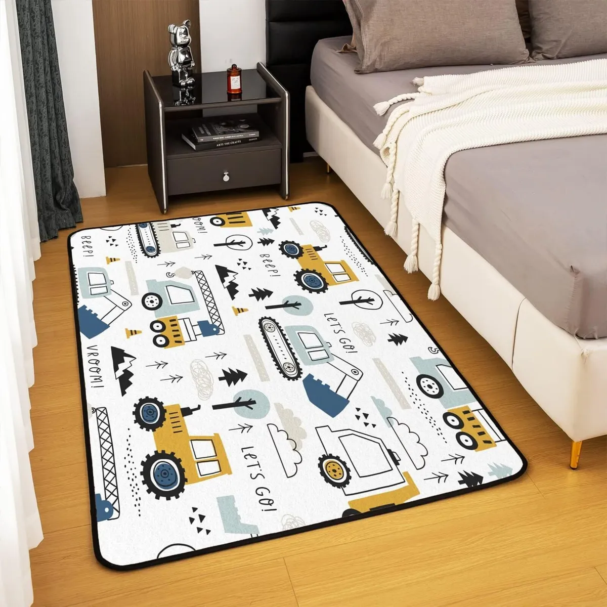 Construction Area Rug Cartoon Equipment Trucks - Image 4