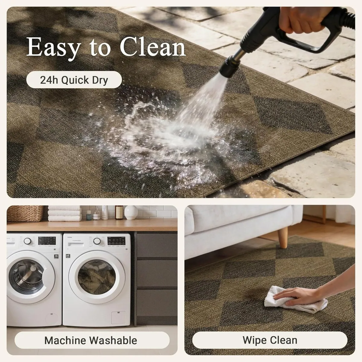 Faux Jute Indoor Outdoor Runner Rug Washable Non - Image 3