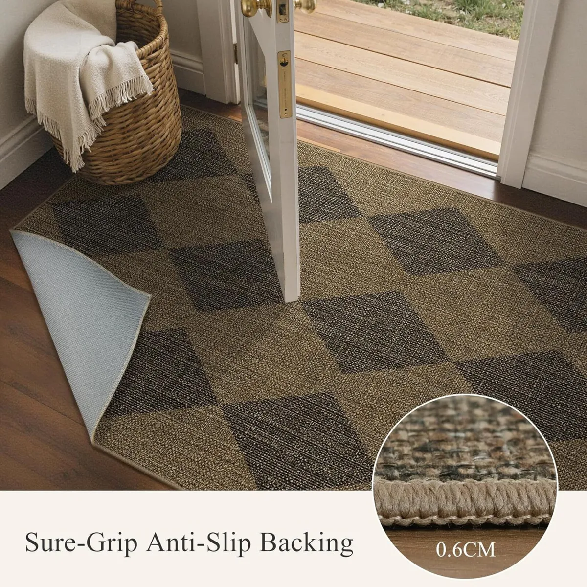 Faux Jute Indoor Outdoor Runner Rug Washable Non - Image 4