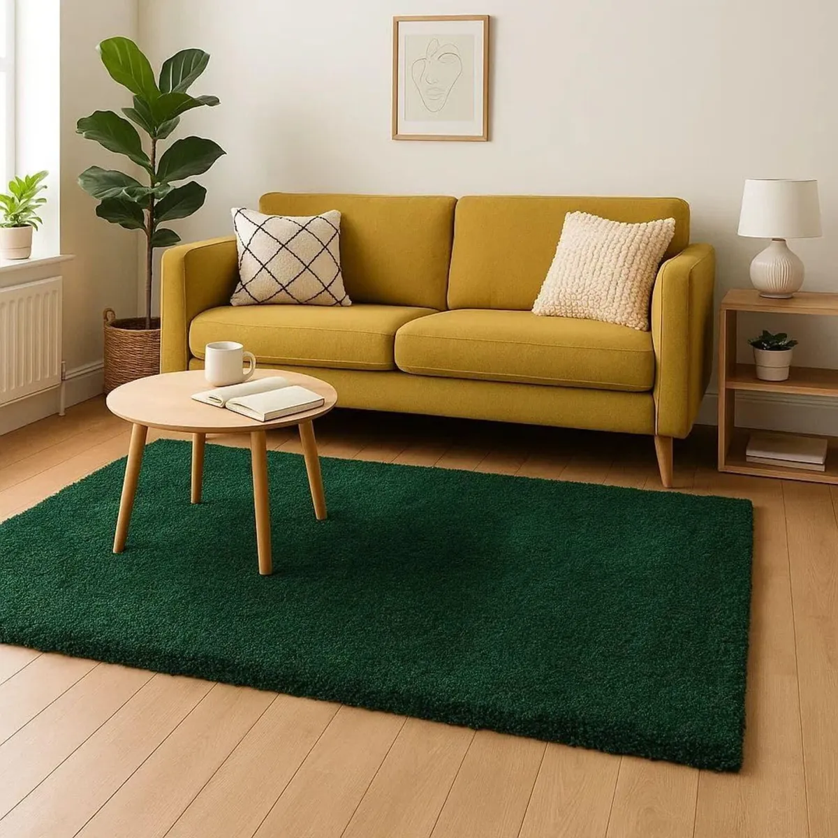 Emerald Green Rug Soft Plush Pile High-Density - Image 3