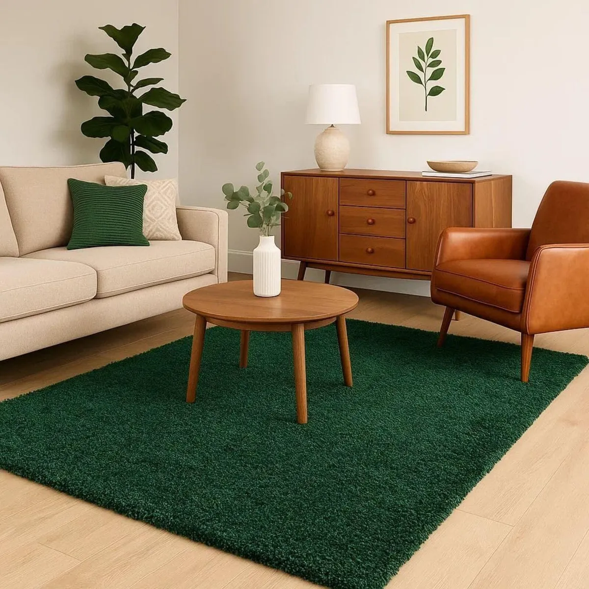 Emerald Green Rug Soft Plush Pile High-Density - Image 4