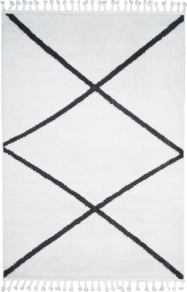 120 x 170 cm Living Room Rug Ivory Cream White - Image 1