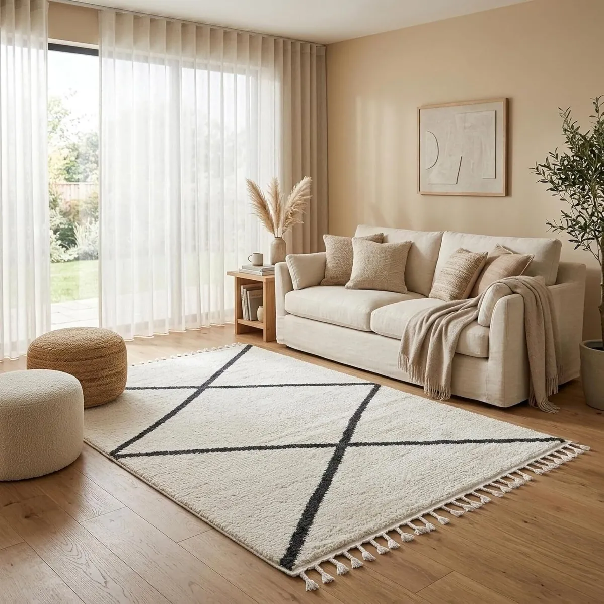 120 x 170 cm Living Room Rug Ivory Cream White - Image 2