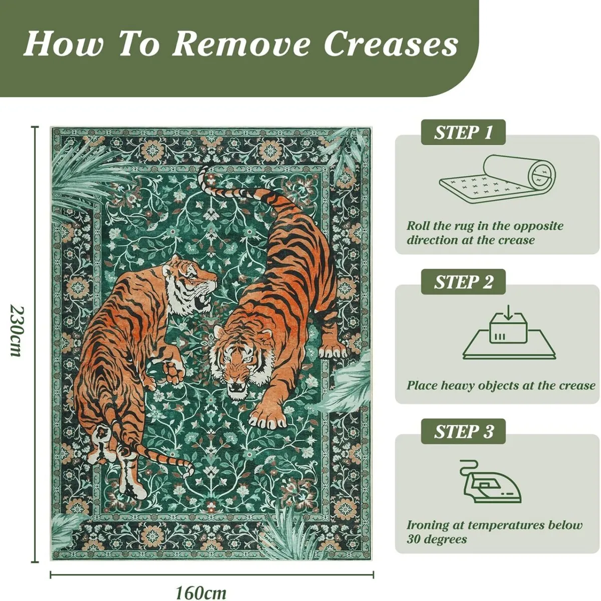 Rugs Living Room Large 160x230cm Vintage Washable - Image 2