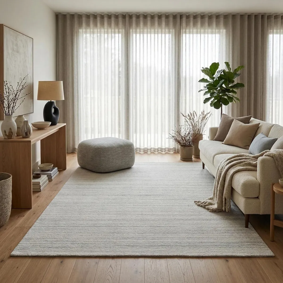 80 x 150 cm Rectangular Area Rug Ivory Modern - Image 2