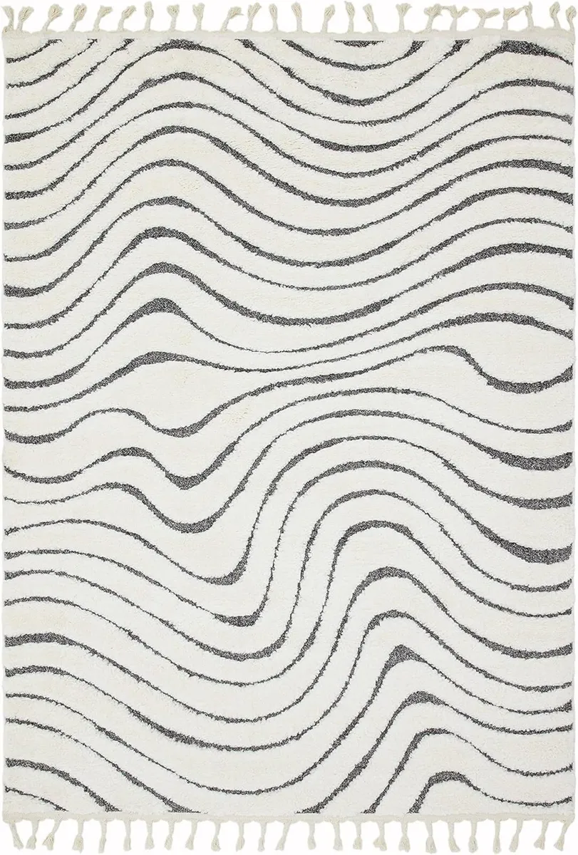 Modern Scandinavian Shaggy Rug with Fringed - Image 3