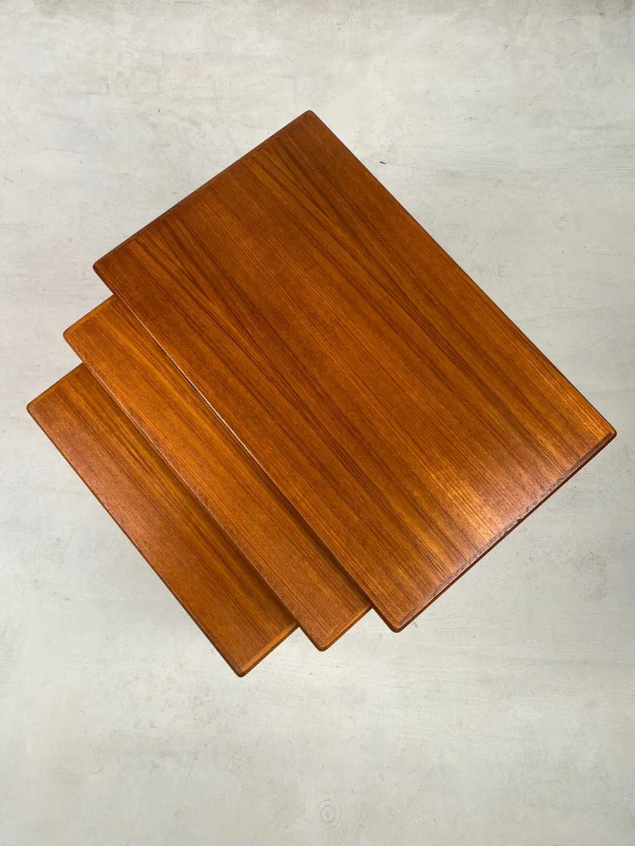 Exquisite Set Mid Century Danish Nesting Tables - Image 2