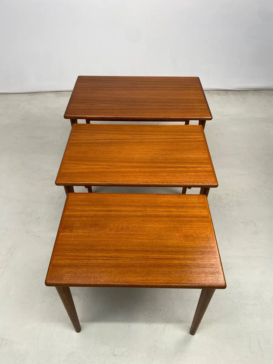 Exquisite Set Mid Century Danish Nesting Tables - Image 4