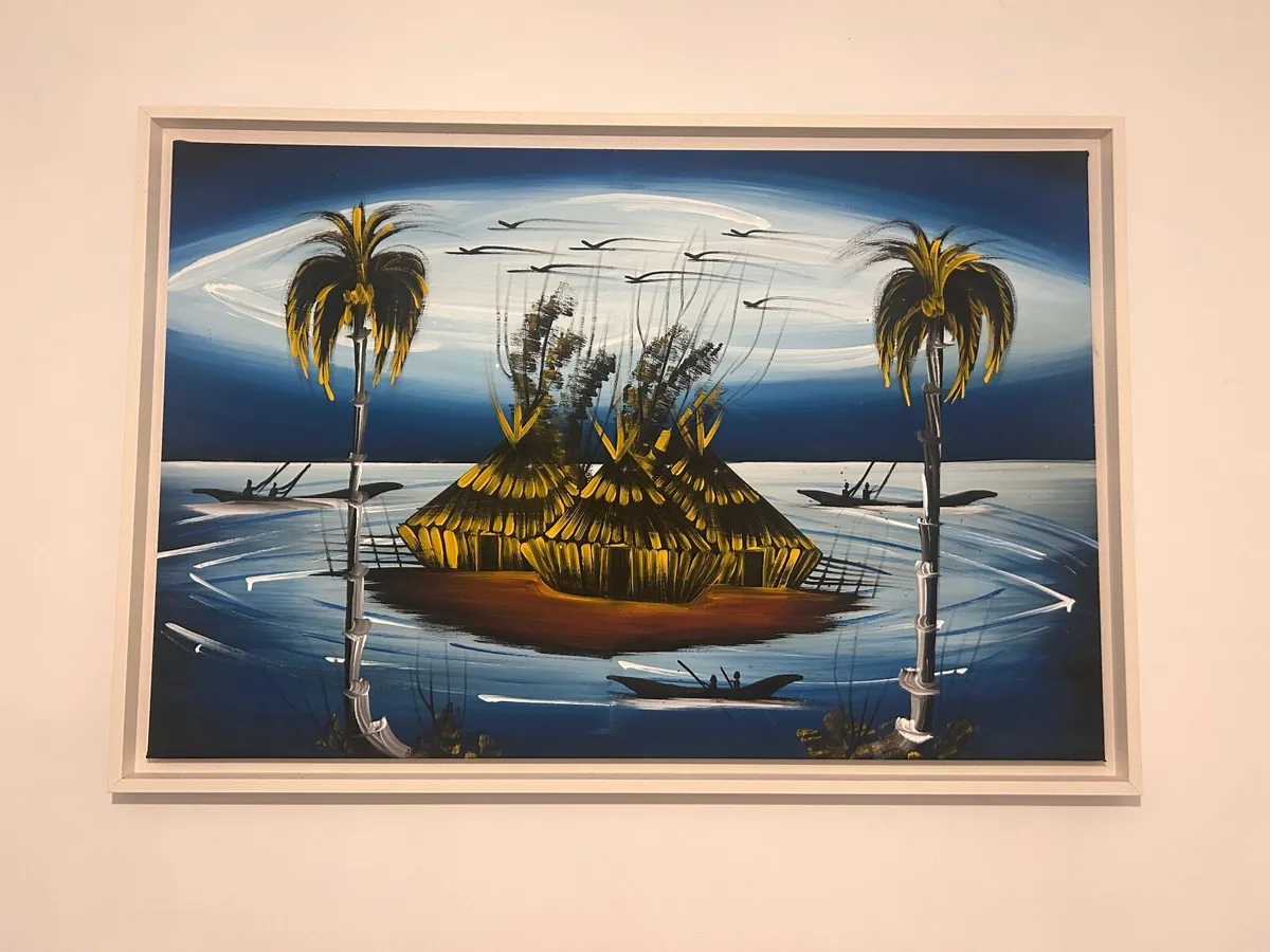 Original painting in white wooden frame - Image 1