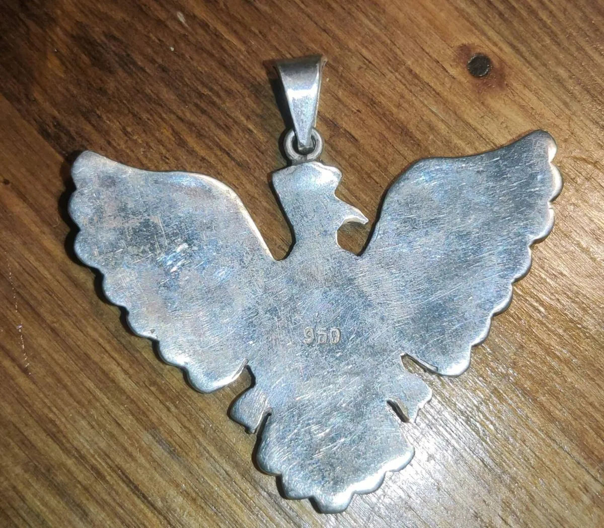 HUGE COLOURFUL EAGLE, 950 PURE Silver Pendant ! - Image 4