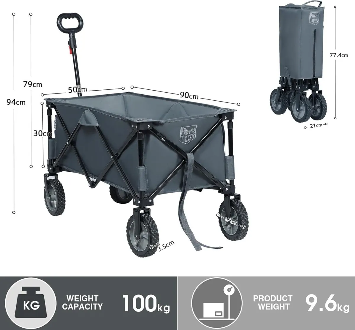 Festival Trolley on Wheels with Adjustable Handle - Image 3