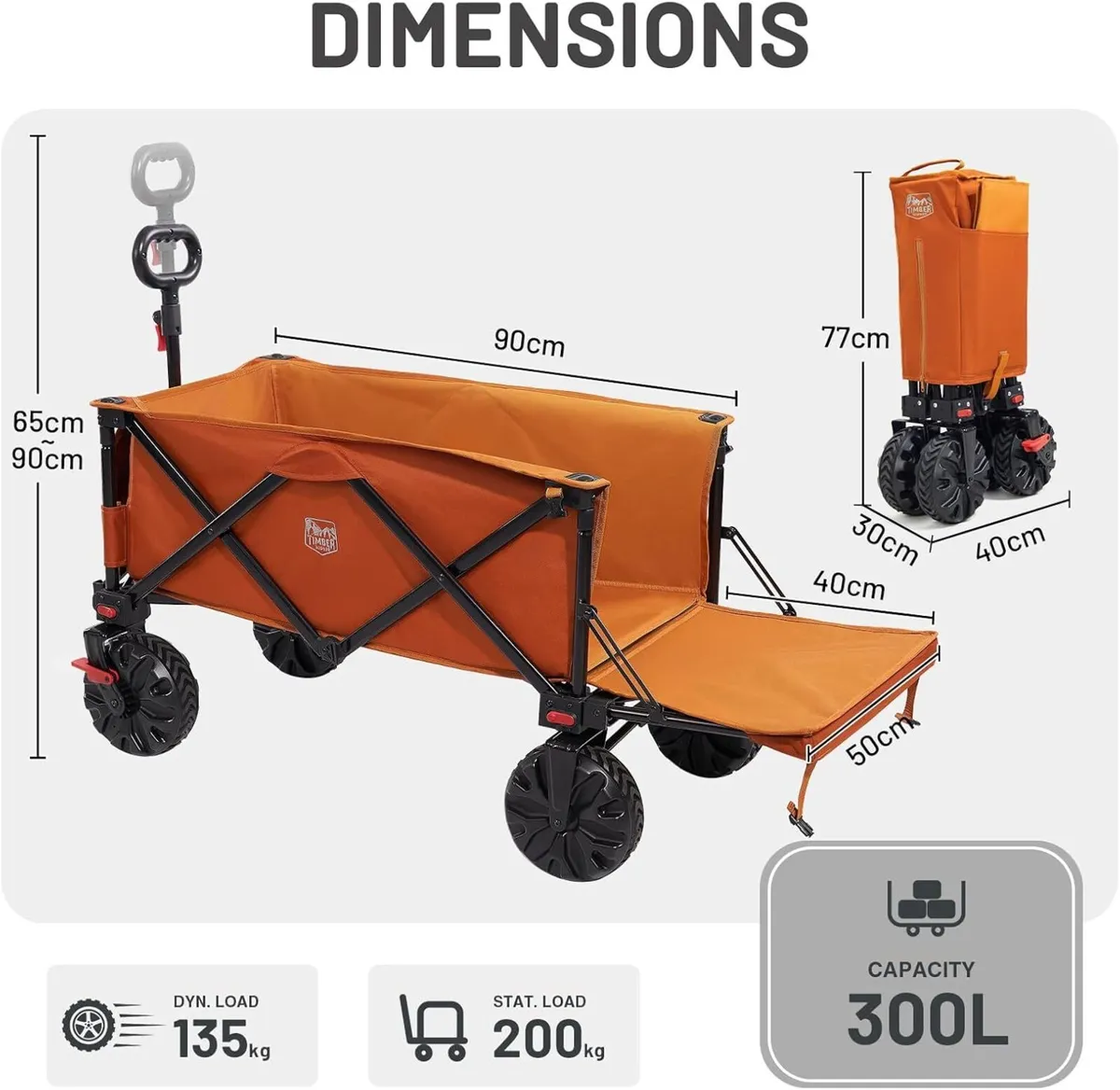 Festival Trolley 300L Folding Beach Cart with - Image 3