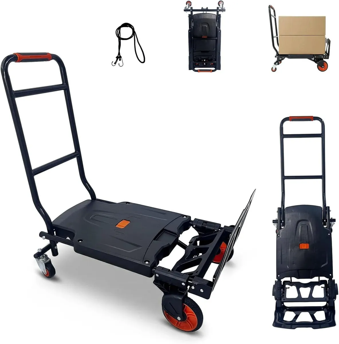 2-in-1 Foldable Trolley on Wheels 200 kg Capacity - Image 1