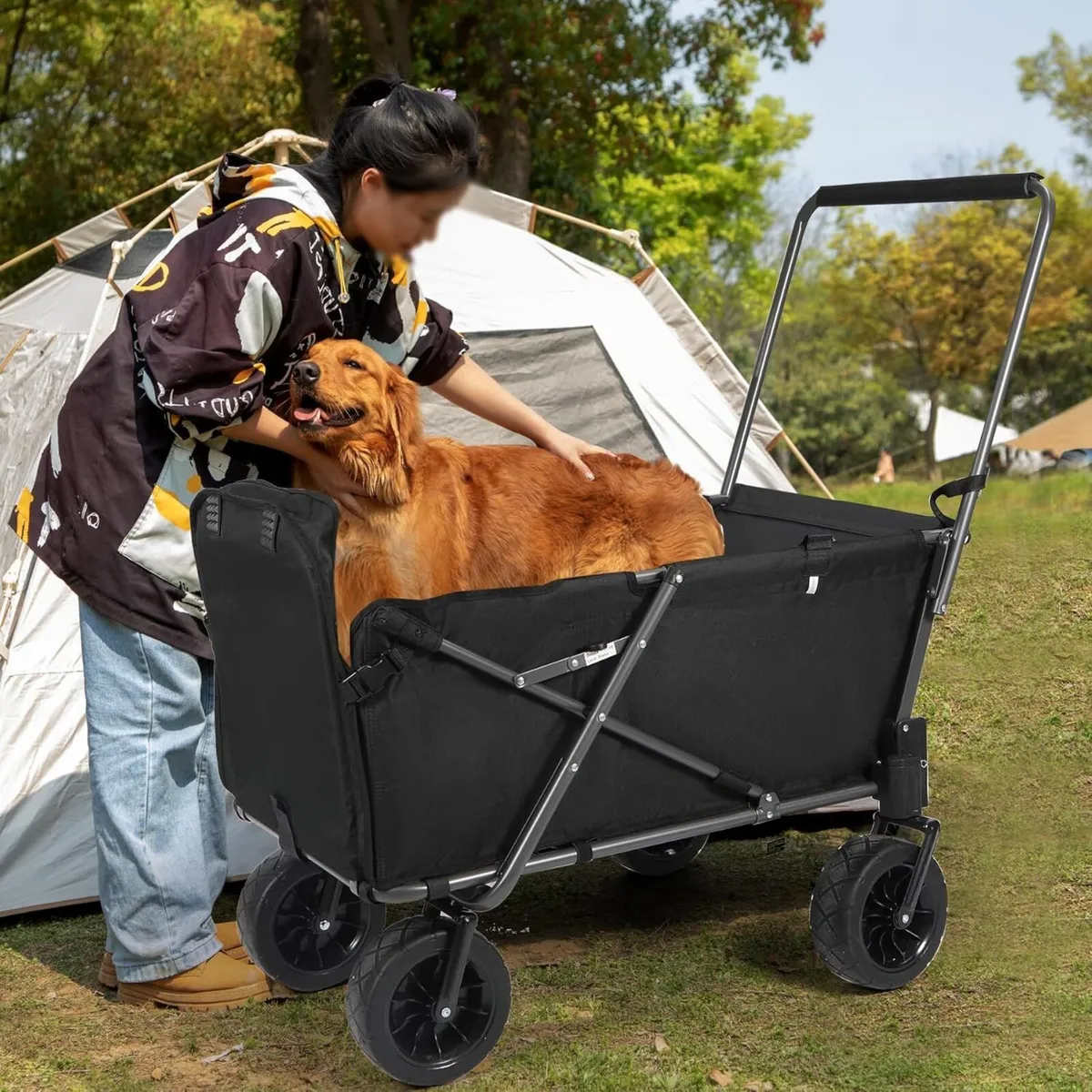 Folding Dog Trolleys Cart with Extendable Rear - Image 2