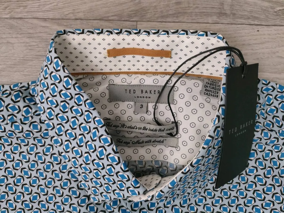 Ted Baker Short Sleeve Shirt Mens Medium Slim Fit - Image 3