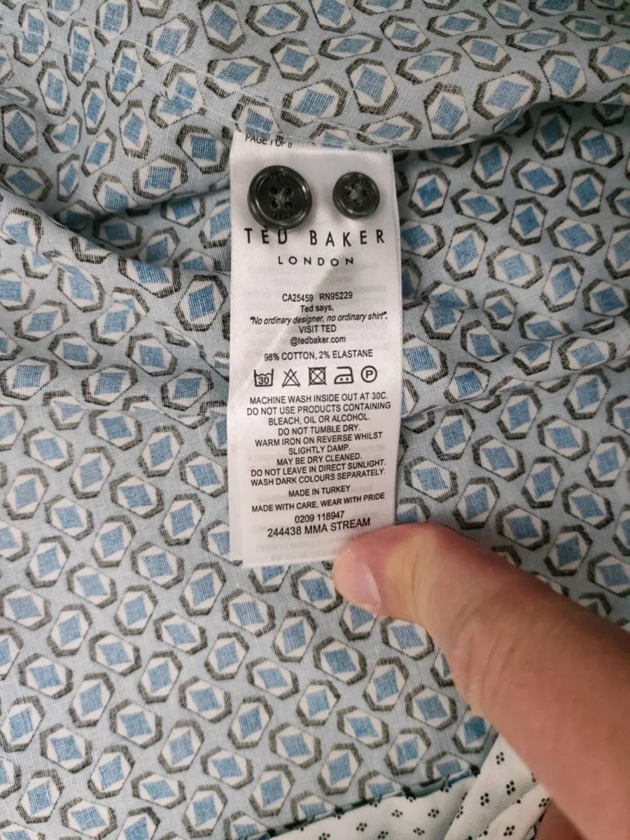 Ted Baker Short Sleeve Shirt Mens Medium Slim Fit - Image 4