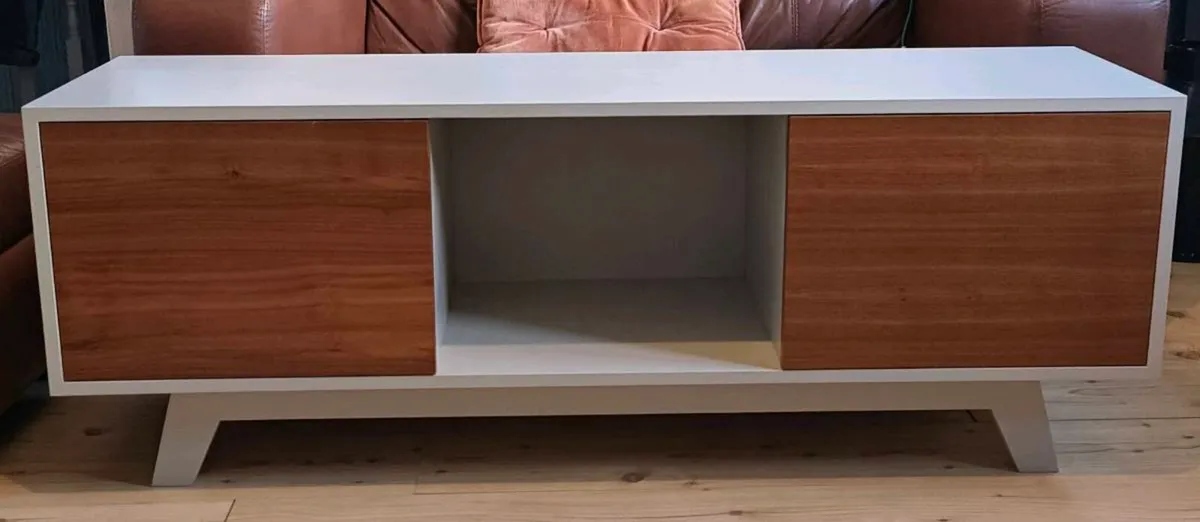 2 seater Sofa with footstool, TV unit, shelf unit - Image 4