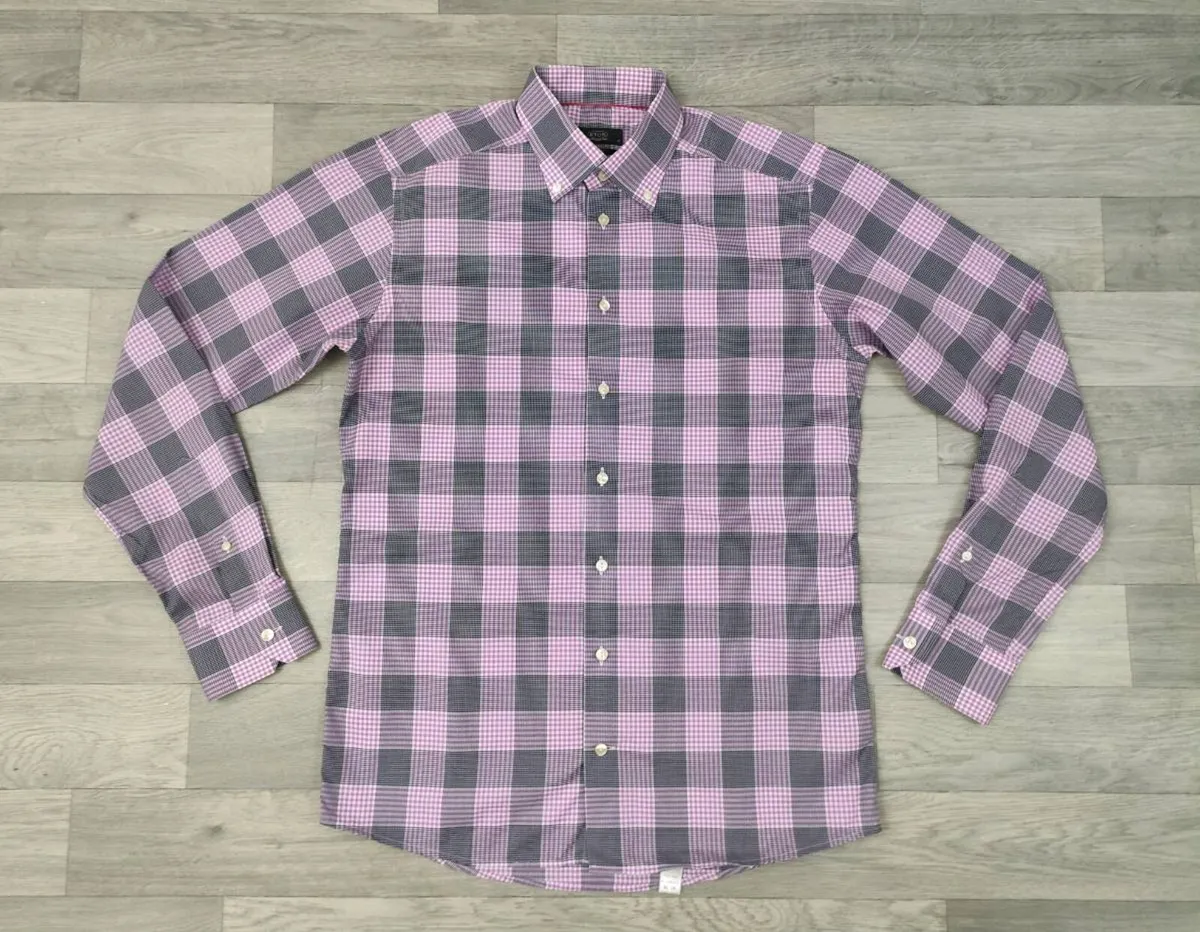 Eton Button Down Check Shirt Mens Large Slim Fit - Image 1