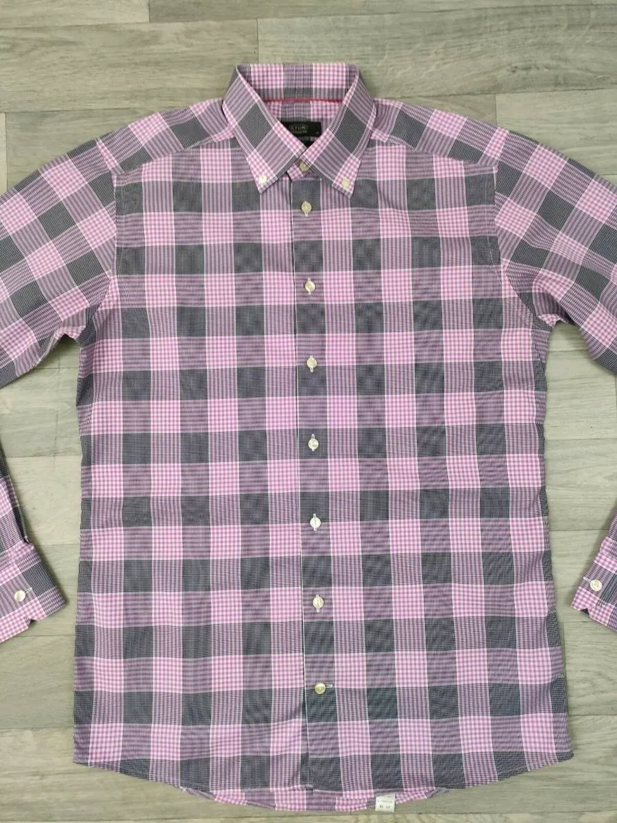 Eton Button Down Check Shirt Mens Large Slim Fit - Image 2