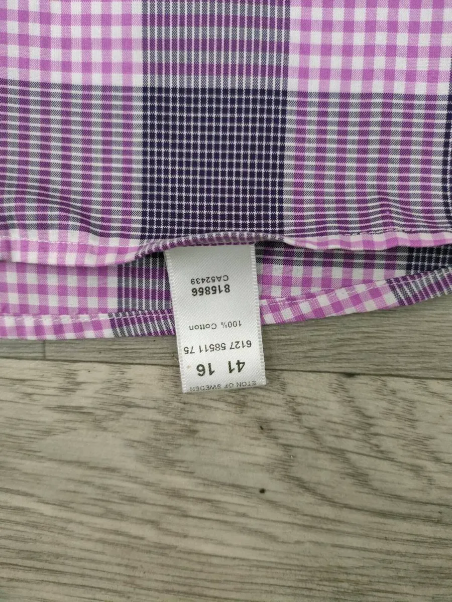 Eton Button Down Check Shirt Mens Large Slim Fit - Image 4