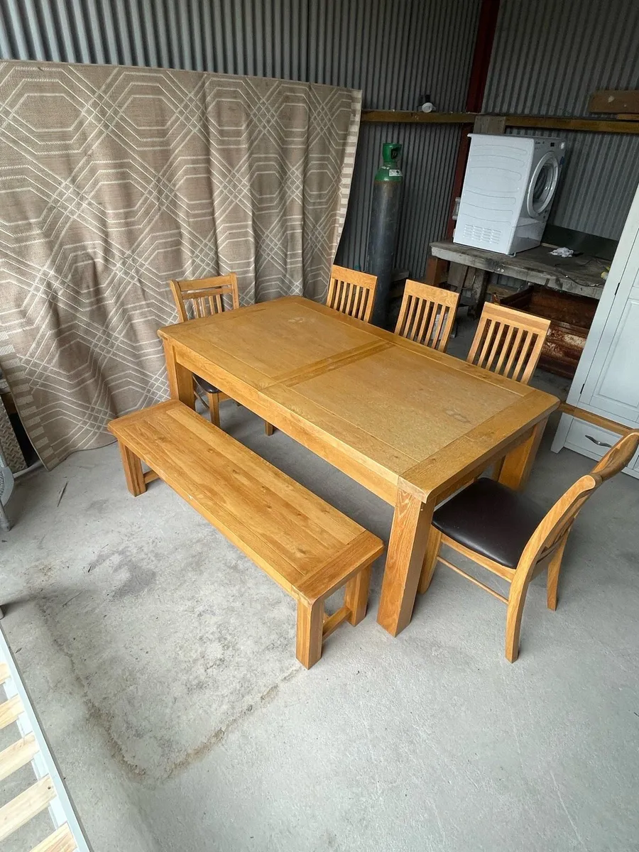 Solid Kitchen Table and Chairs with Bench - Image 1