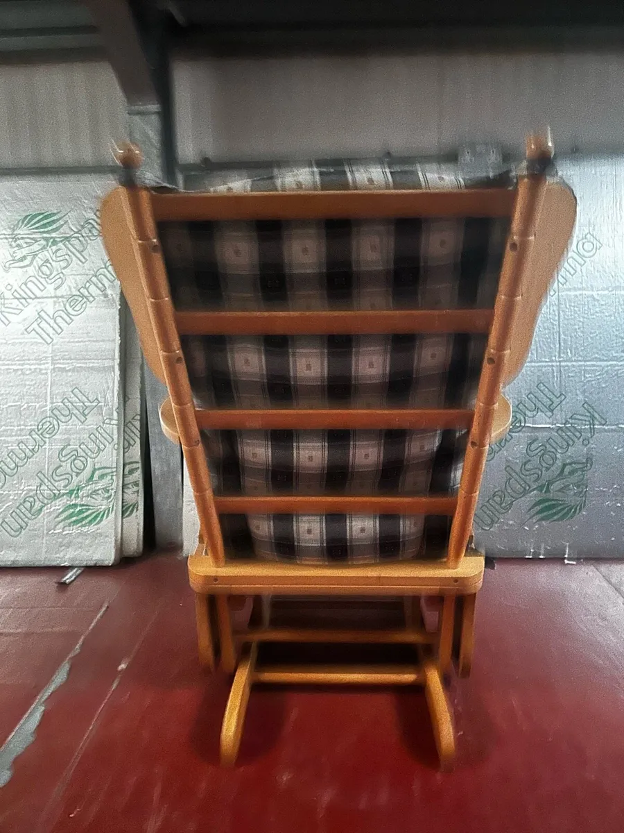 Wooden rocking chair with stool - Image 2