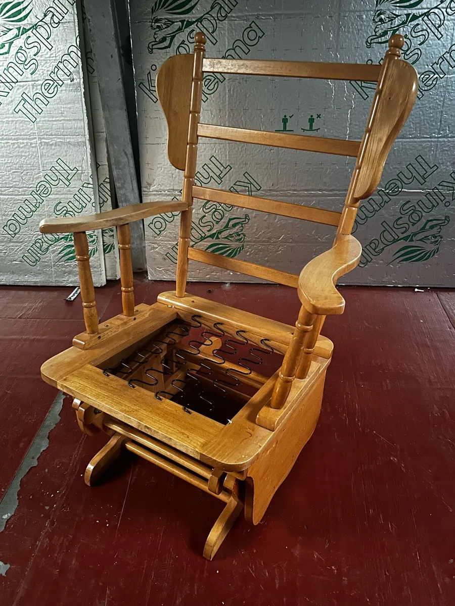 Wooden rocking chair with stool - Image 4